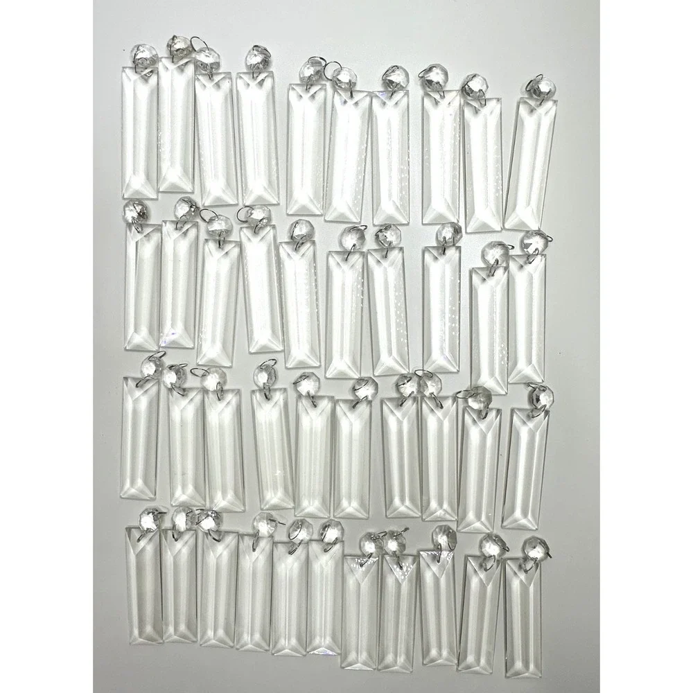 Crystal Chandelier Prisms Replacements Craft Set 40 Pc Dangle Silver Rings